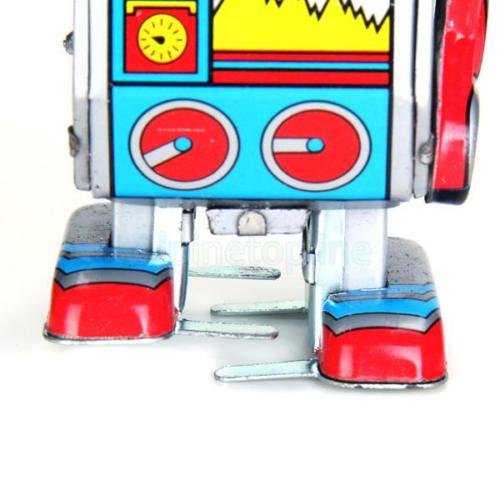 Mini Vintage Retro Tin Wind Up Robot Movable Toy for Adult Collector Multi-color 
