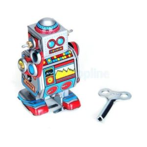 Shalleen Mini Vintage Retro Tin Wind Up Robot Movable Toy for Adult Collector Multi-color